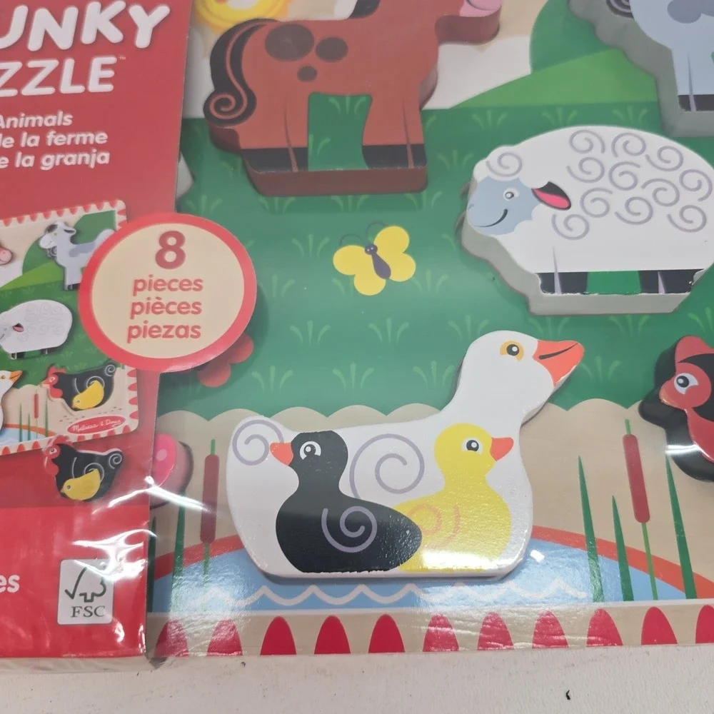 Melissa and Doug Fresh‎ Start FARM ANIMALS Chunky Thick Wood Puzzle 12
